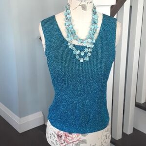 ! Super sparkly and stretch metallic blue tank top